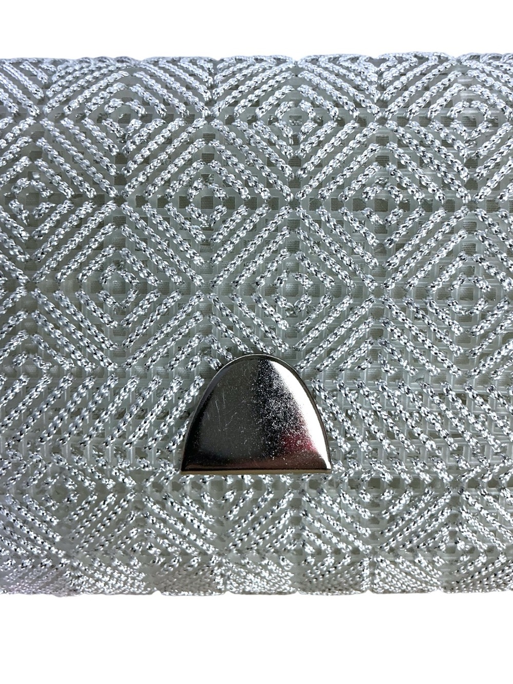 Silver Sparkly Evening Bag Clutch Reflective Metallic Flap Closure Vintage 90’s - Picture 9 of 13